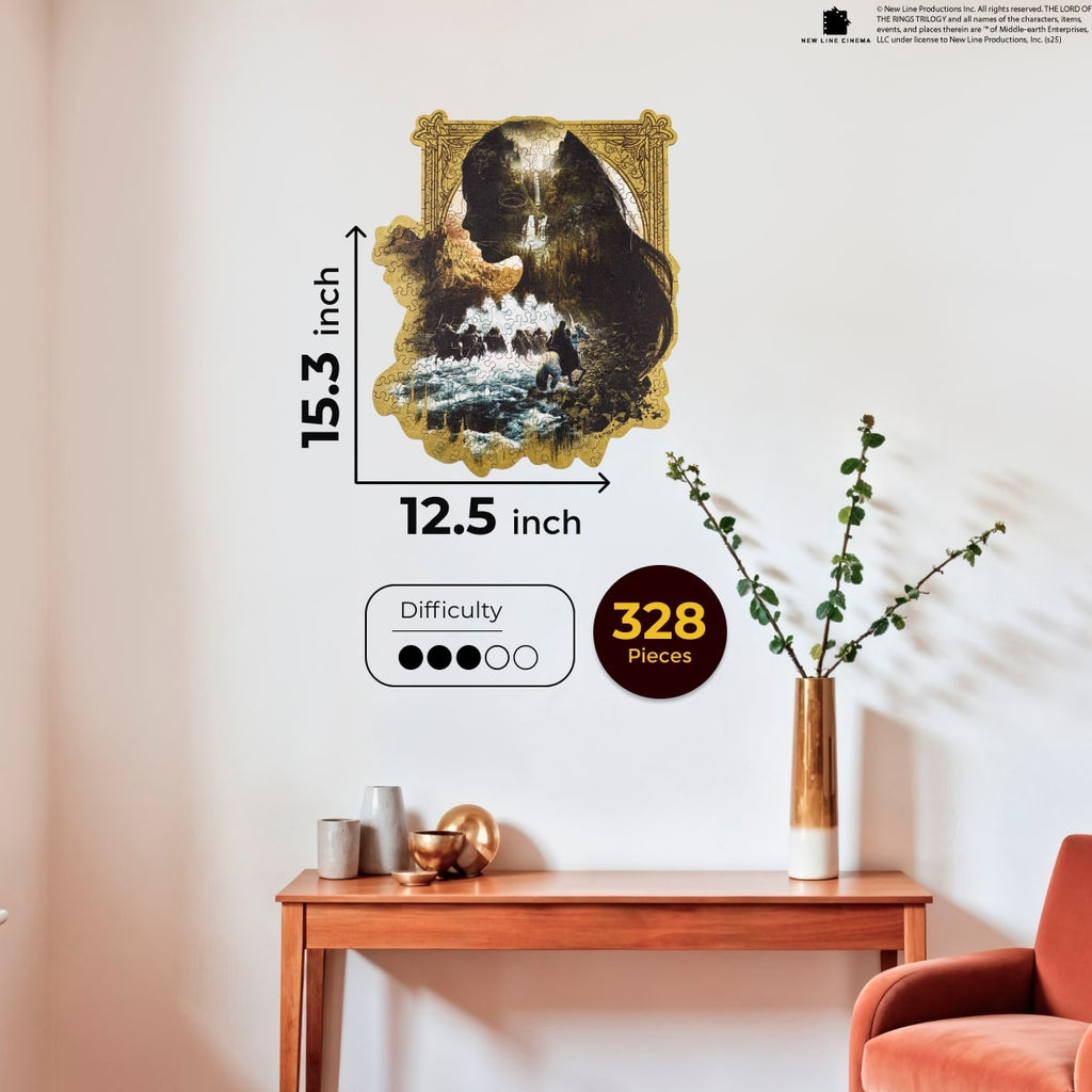 Jigsaw puzzle with decorative packaging on a white surface