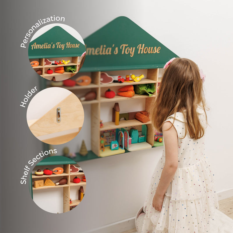 Wooden Toy Organizer - House