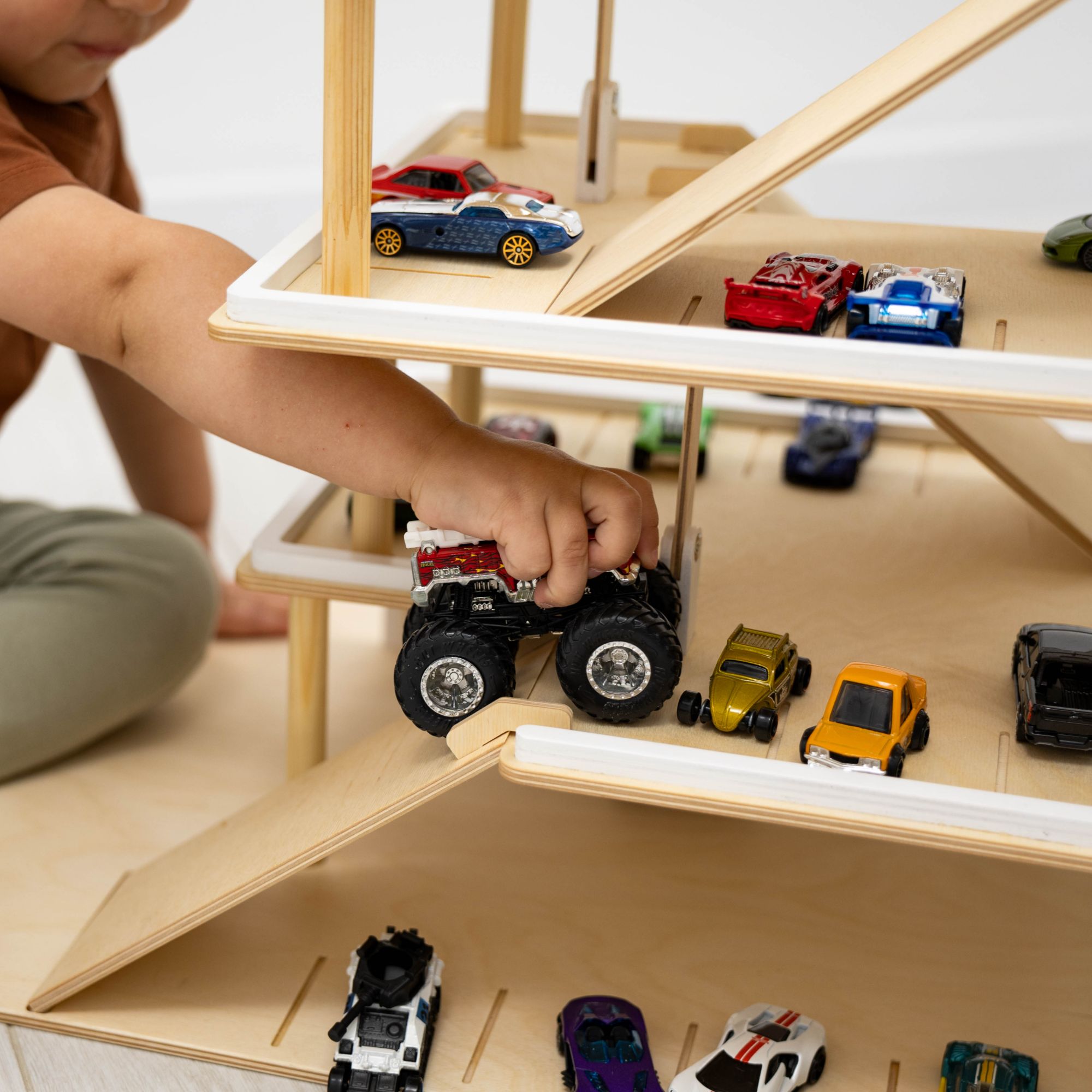 toy car garage with elevator