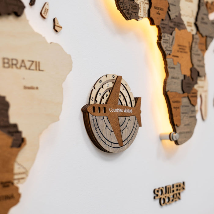 Travel Tracker 3D Wooden World Map – Multicolor (B2B)
