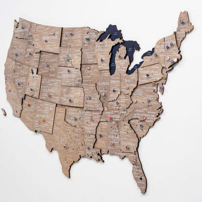 Wooden 3d Map of USA - Terra