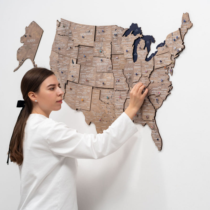 Wooden 3d Map of USA - Terra
