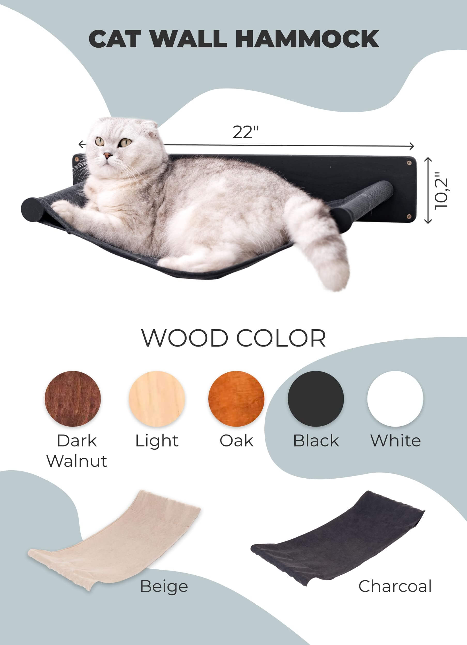 cat wall hammock in different colors