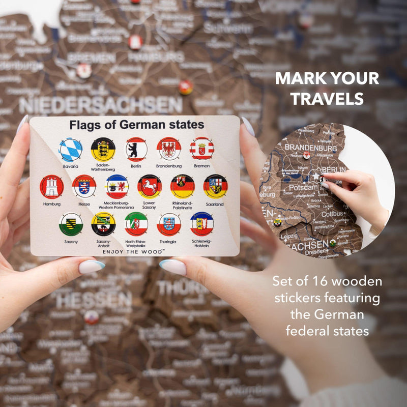 3D Germany Wooden Map Dark Walnut