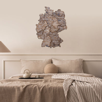 3D Germany Wooden Map Dark Walnut