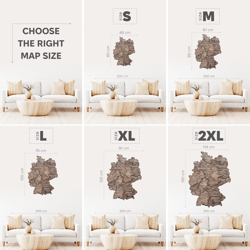 3D Germany Wooden Map Dark Walnut