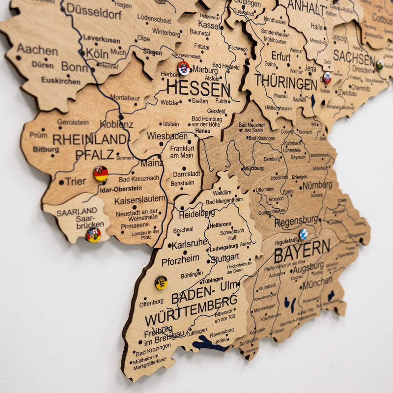 3D Germany Wooden Map Gold