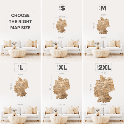 3D Germany Wooden Map Gold