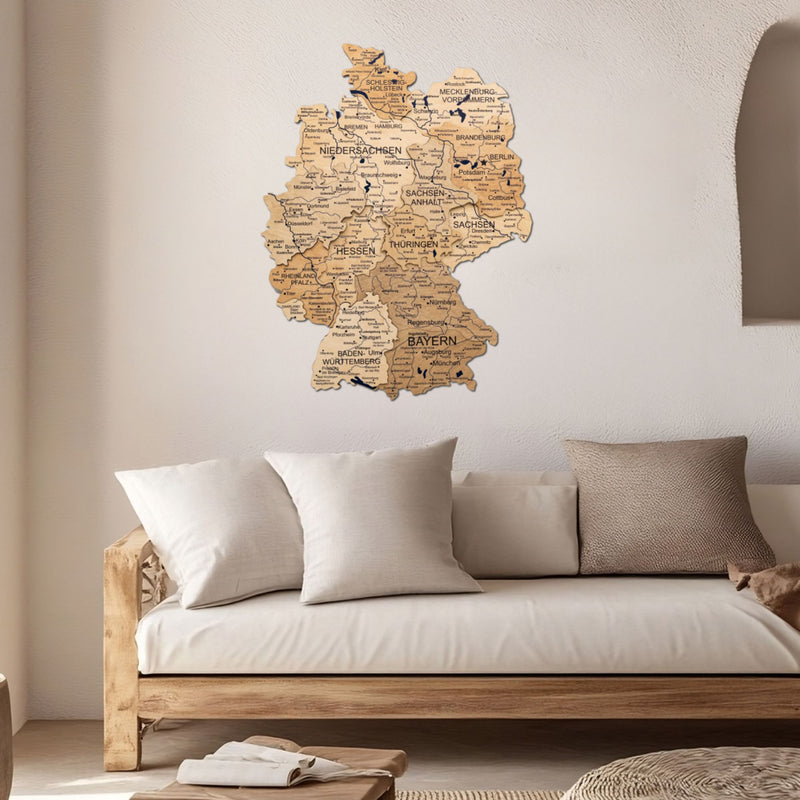 3D Germany Wooden Map Gold