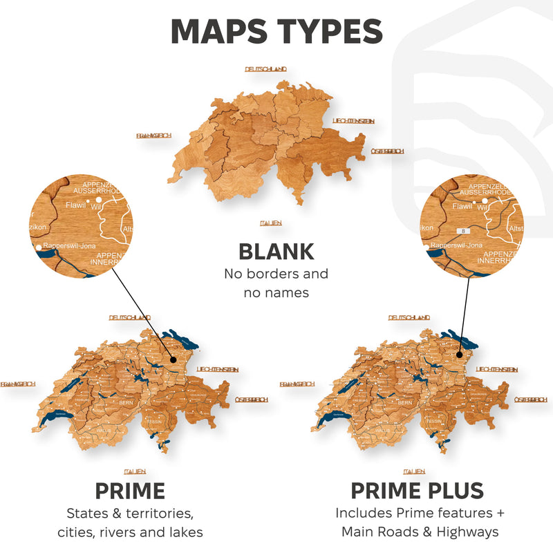 3D дерев'яна карта Європи різнокольорова 