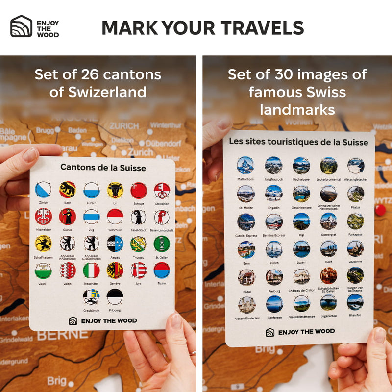 3D дерев'яна карта Європи різнокольорова 