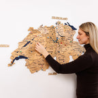 3D дерев'яна карта Європи різнокольорова 