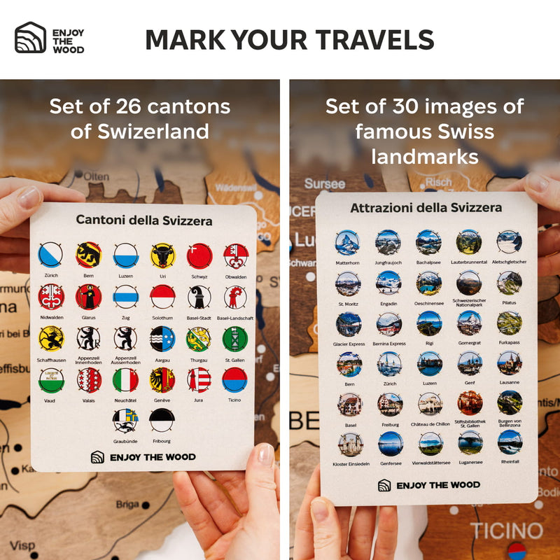 3D дерев'яна карта Європи різнокольорова 