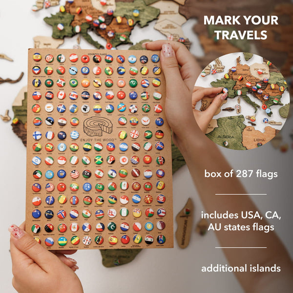 3D Wooden World Map Nature (B2B)