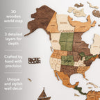 3D Wooden World Map Nature (B2B)