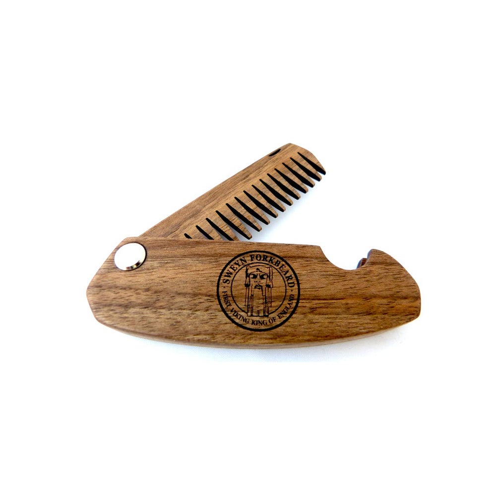 Wooden Folding comb Sweynforkbeard (with the holes in the back)