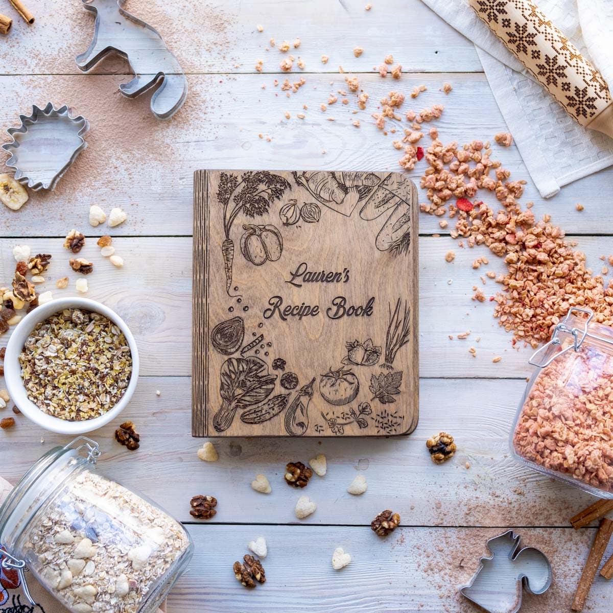 Wooden Recipe Book Vegetables by EnjoyTheWood 