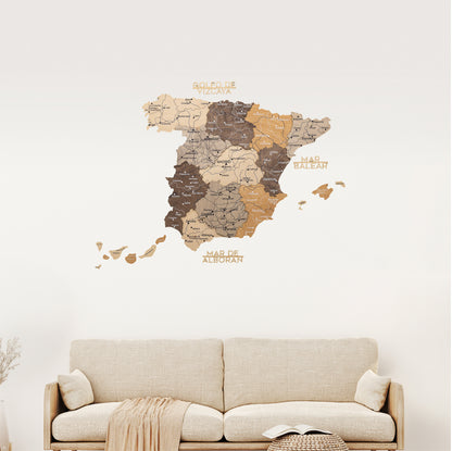 Wooden Map of Spain – Multicolor