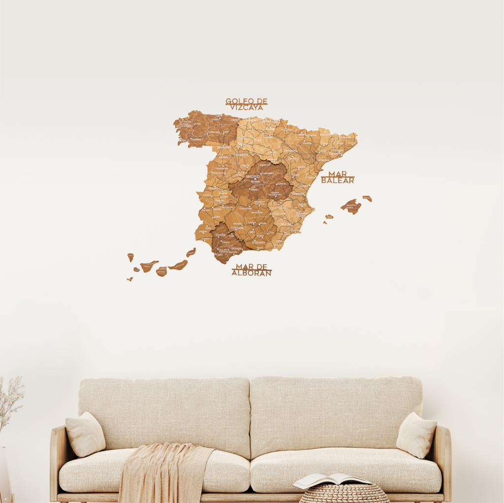Wooden Map of Spain – Oak