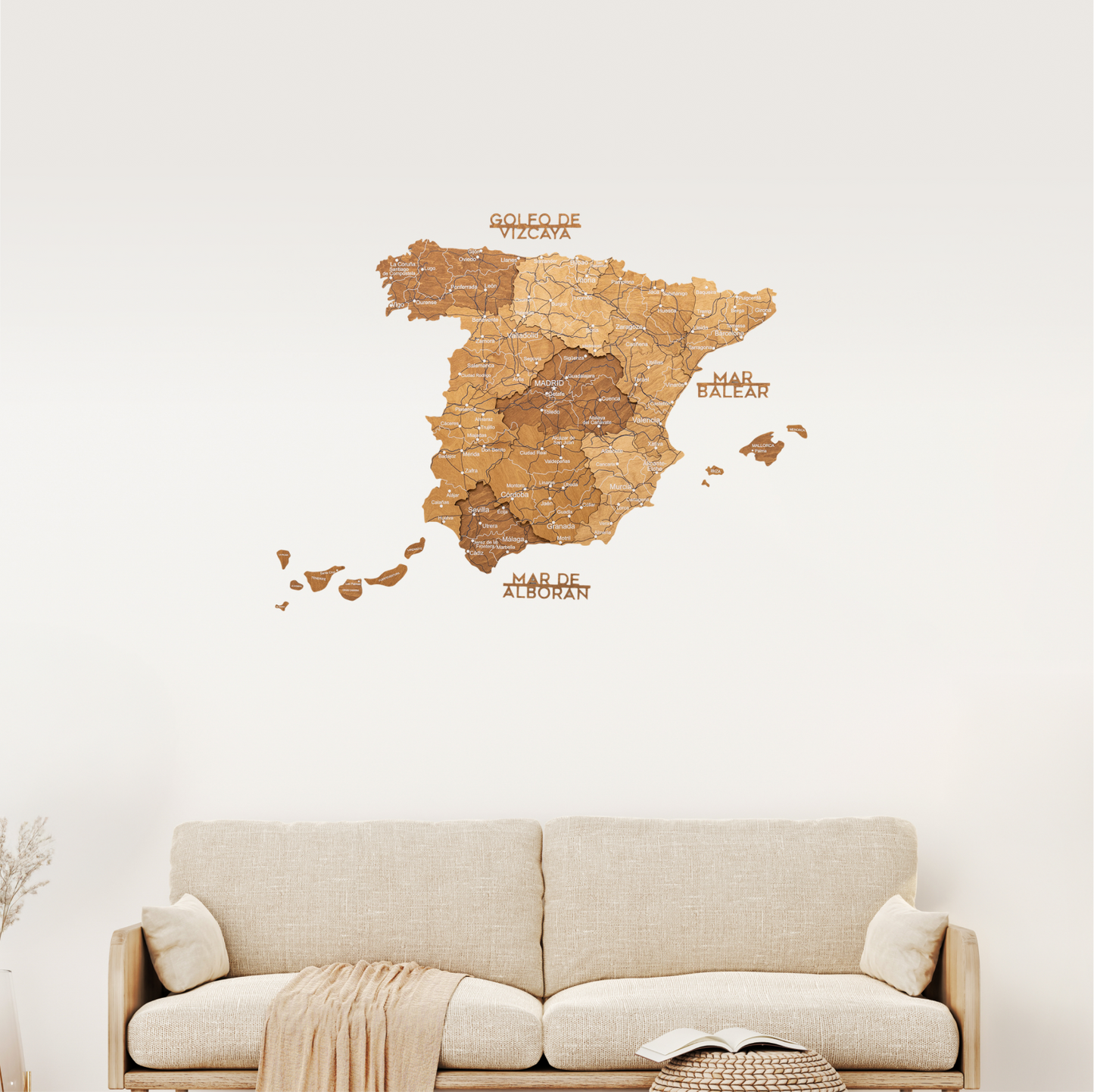 Wooden Map of Spain – Oak