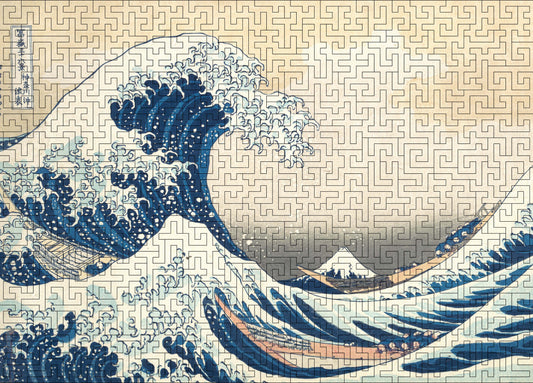 Wooden jigsaw maze puzzle The Great Wave Off Kanagawa (Hokusai)