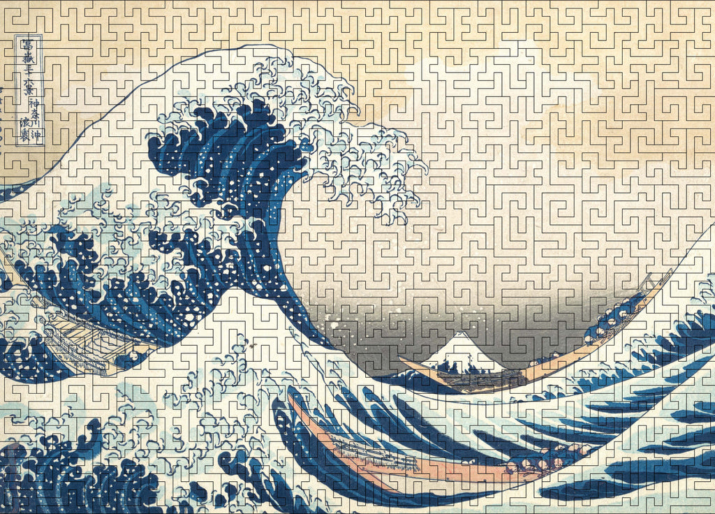 Wooden jigsaw maze puzzle The Great Wave Off Kanagawa (Hokusai)