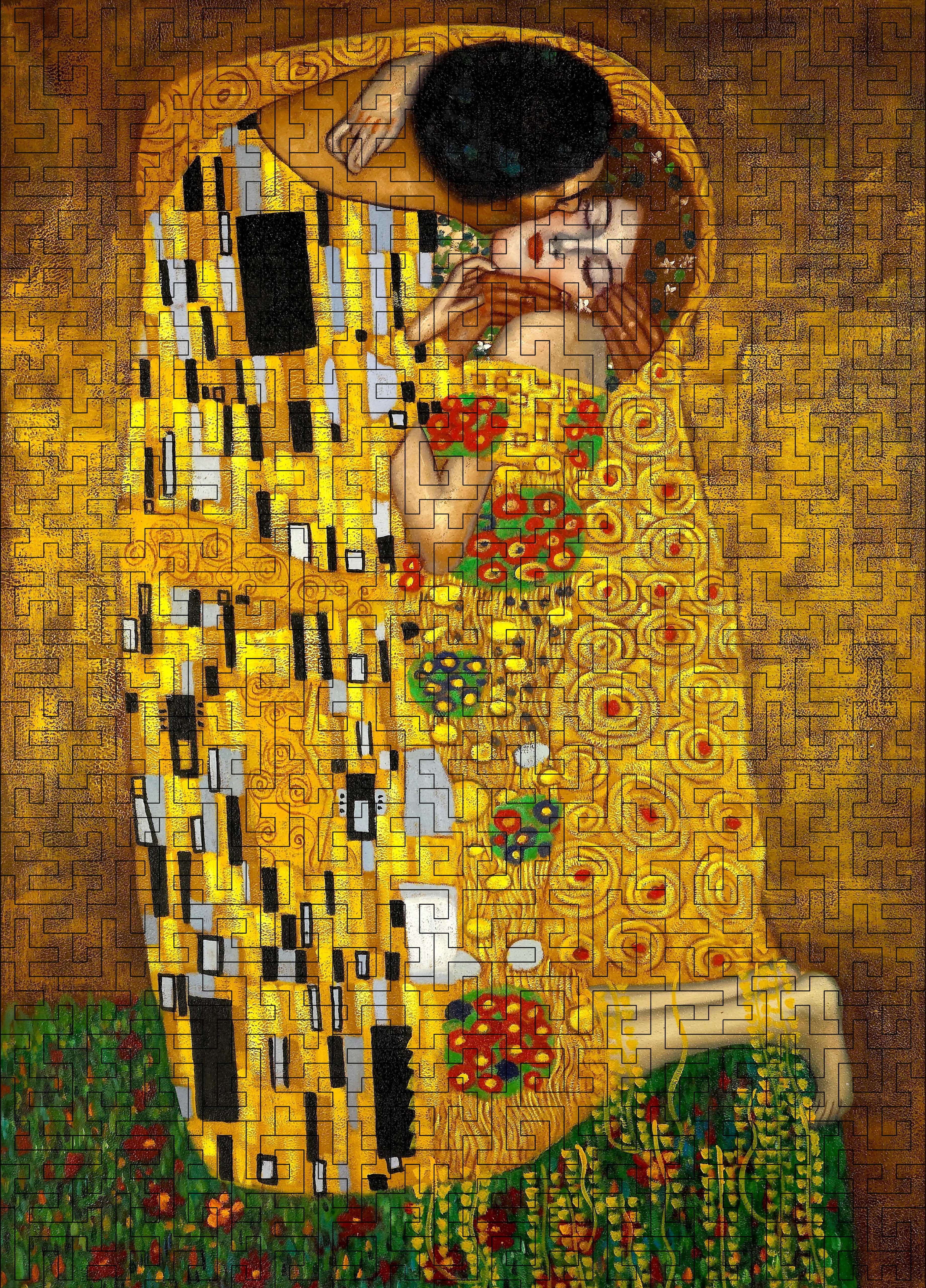 Wooden jigsaw maze puzzle The Kiss (Gustav Klimt)
