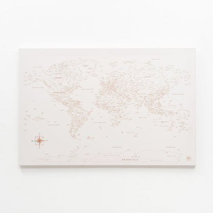 World Map on Canvas - Beige