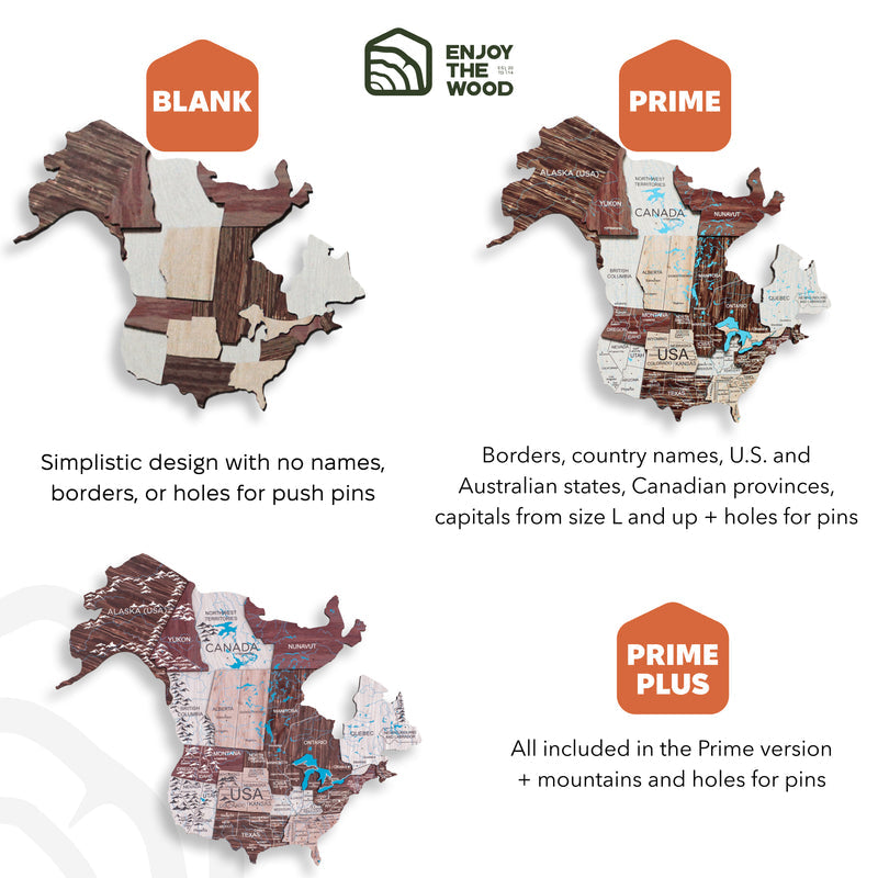 3D Luminous/Magnetic Colored Wooden World Map Cappuccino