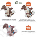 3D Luminous/Magnetic Colored Wooden World Map Cappuccino