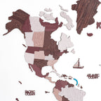 3D world map colored wall decor