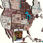 3D Luminous/Magnetic Colored Wooden World Map Cappuccino