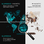 3D Luminous/Magnetic Colored Wooden World Map Cappuccino