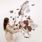 3D Europe Wooden Map Cappuccino