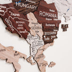 3D Europe Wooden Map Cappuccino