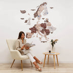3D Europe Wooden Map Cappuccino
