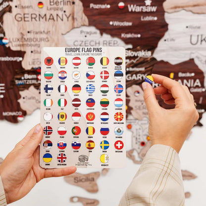 3D Europe Wooden Map Cappuccino