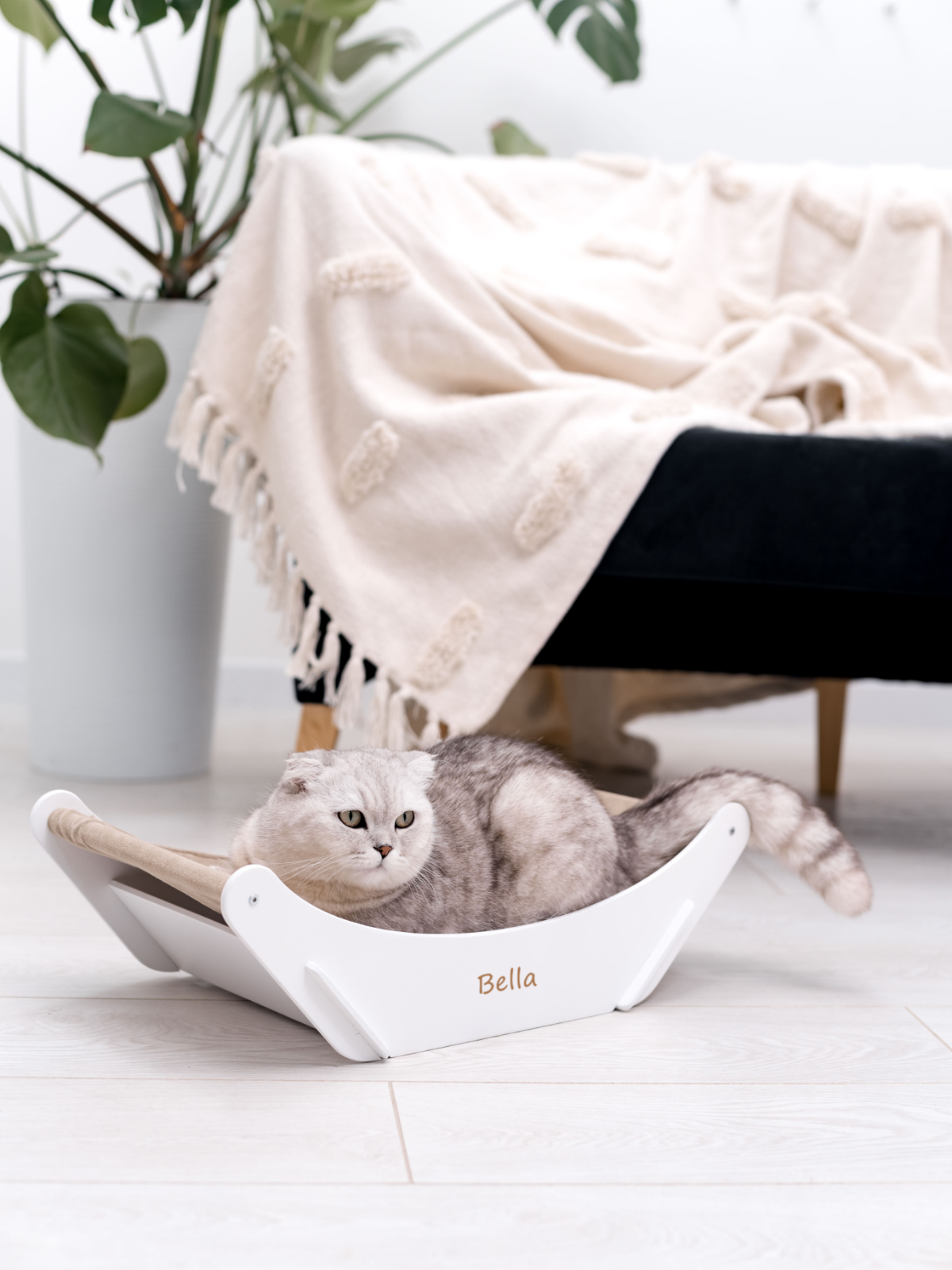 hammock cat bed with cat's name on it