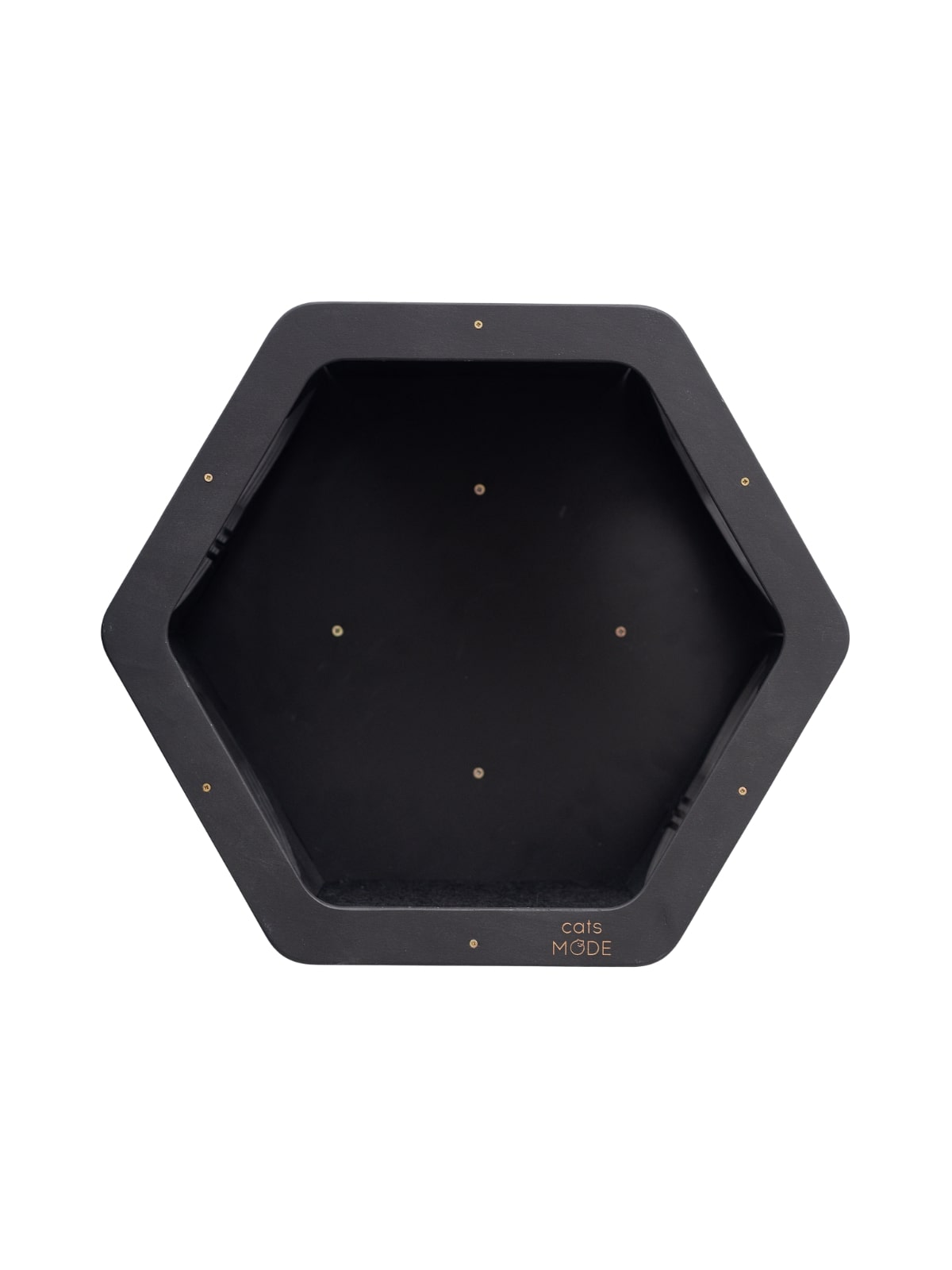 hexagon cat shelves in black color made from wood