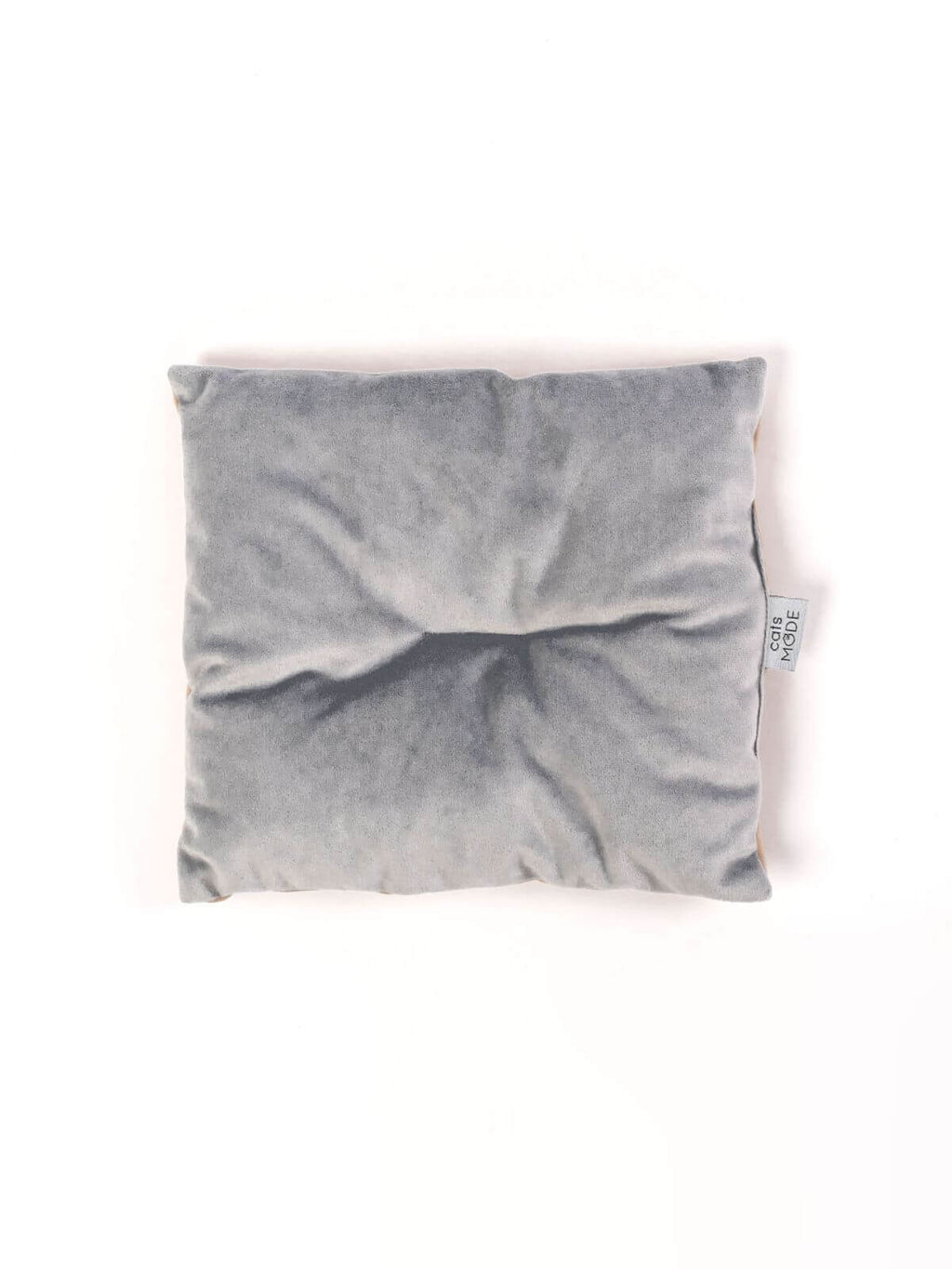 cat cushion pillow in grey color and of square shape