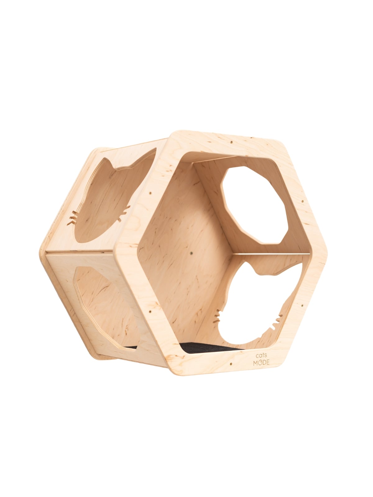 hexagonal wall shelves in light color made from wood