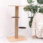 cat tower for small spaces with black felt on steps