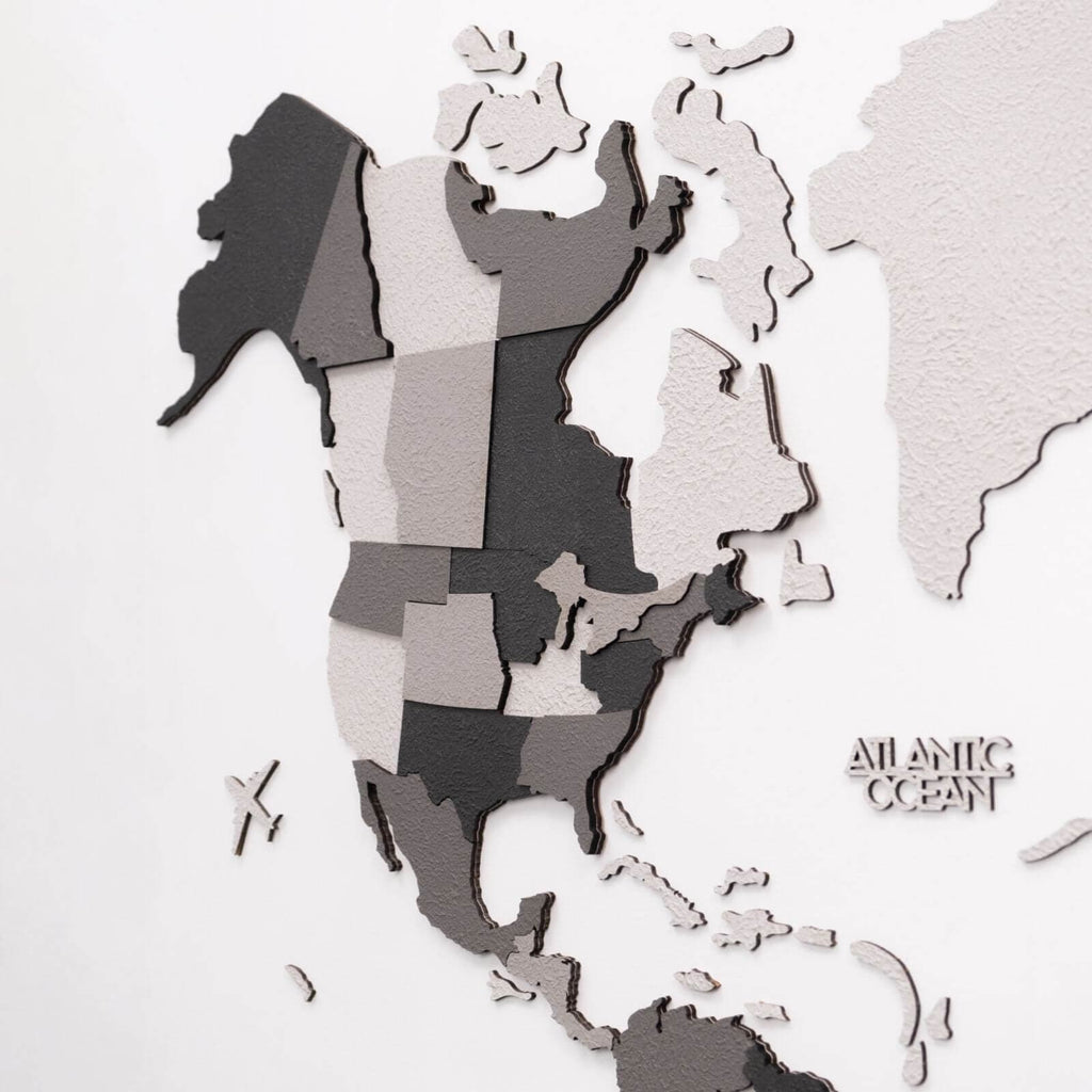 wooden world map wall decor