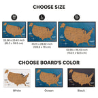Map of the United States with size and color options displayed.