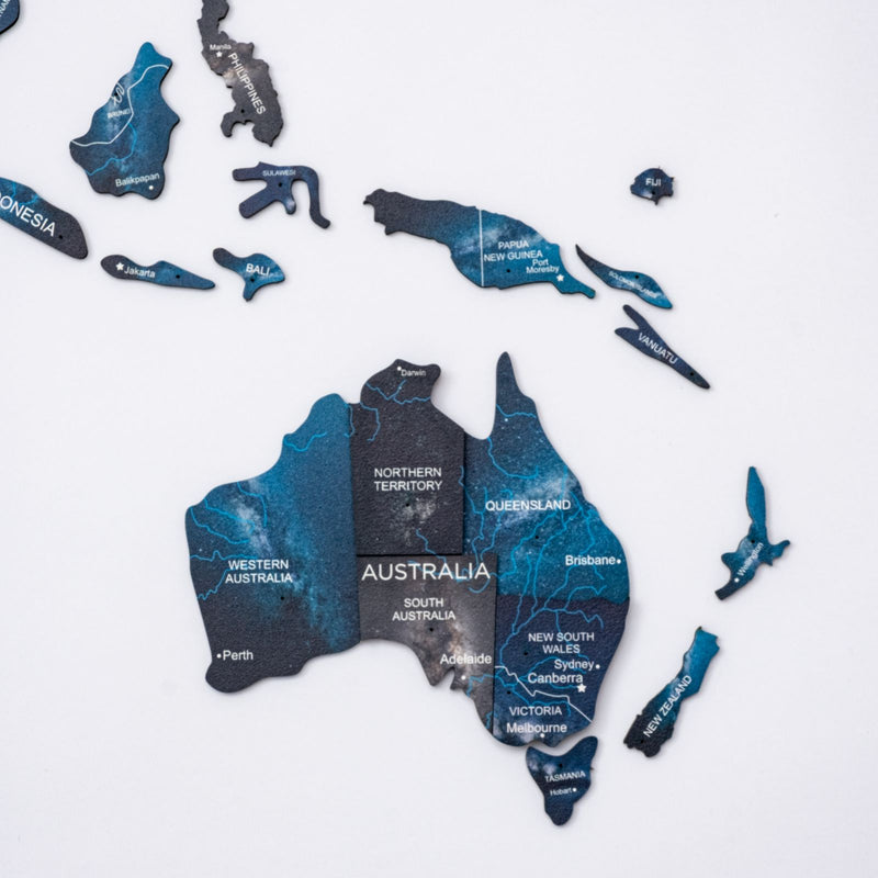 3D Luminous/Magnetic Colored Wooden World Map Space