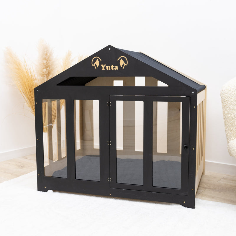 Dog House with a Fabric Roof - Black