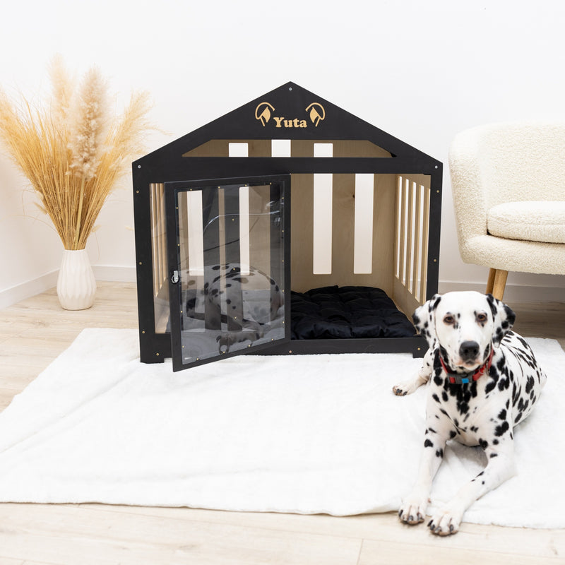 Dog House with a Fabric Roof - Black