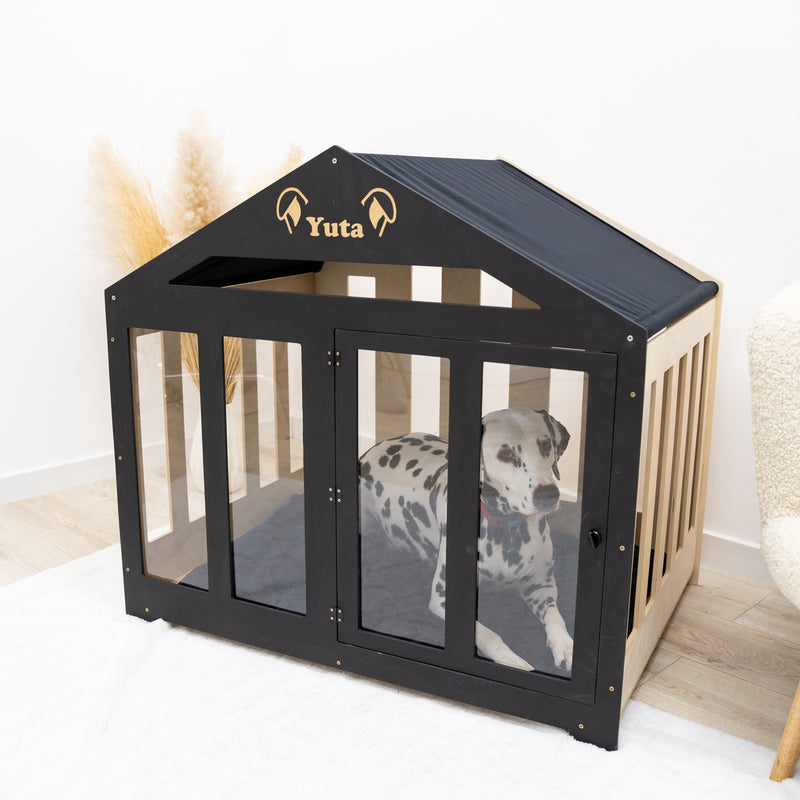 Dog House with a Fabric Roof - Black