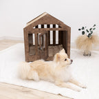 Dog House with a Fabric Roof - Dark Walnut