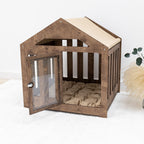 Dog House with a Fabric Roof - Dark Walnut